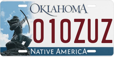 OK license plate 010ZUZ