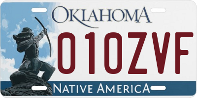 OK license plate 010ZVF