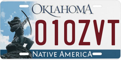 OK license plate 010ZVT
