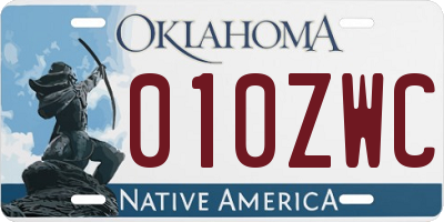 OK license plate 010ZWC