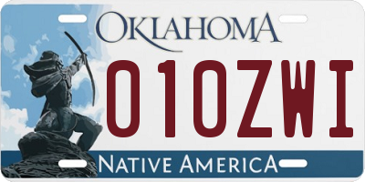 OK license plate 010ZWI