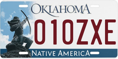 OK license plate 010ZXE