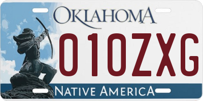 OK license plate 010ZXG