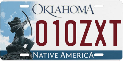 OK license plate 010ZXT
