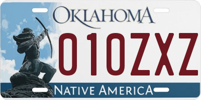 OK license plate 010ZXZ