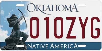 OK license plate 010ZYG