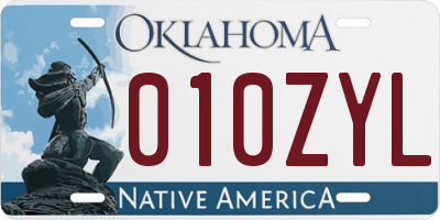 OK license plate 010ZYL