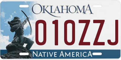 OK license plate 010ZZJ