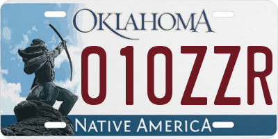 OK license plate 010ZZR