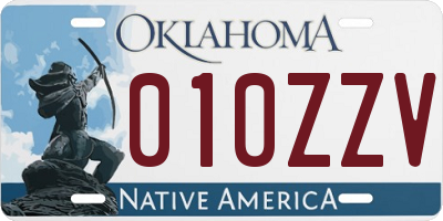 OK license plate 010ZZV