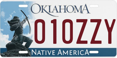 OK license plate 010ZZY