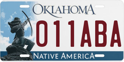 OK license plate 011ABA