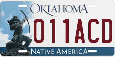 OK license plate 011ACD