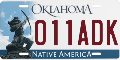 OK license plate 011ADK