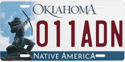 OK license plate 011ADN