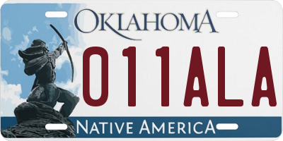 OK license plate 011ALA