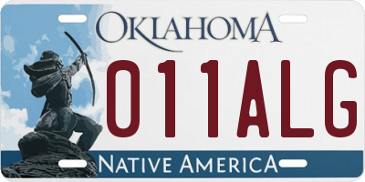 OK license plate 011ALG