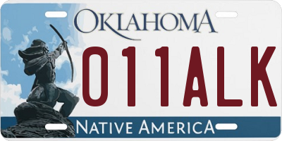 OK license plate 011ALK