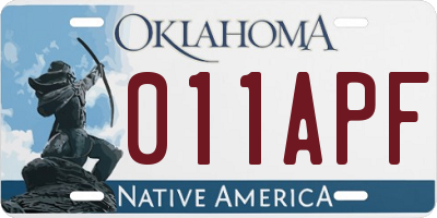 OK license plate 011APF