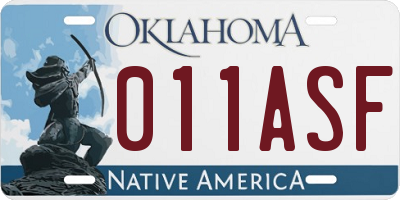 OK license plate 011ASF