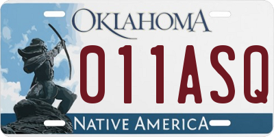 OK license plate 011ASQ
