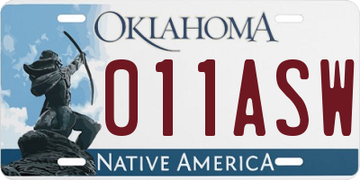 OK license plate 011ASW