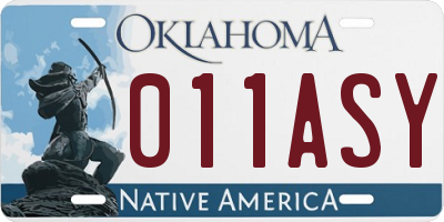 OK license plate 011ASY