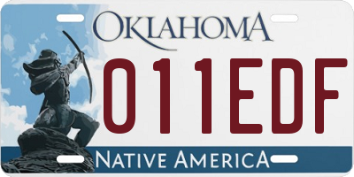 OK license plate 011EDF