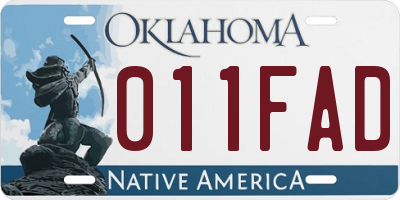 OK license plate 011FAD