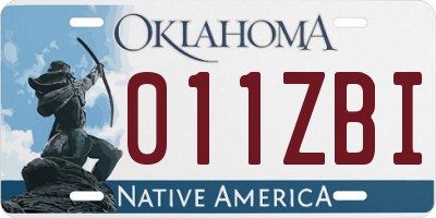 OK license plate 011ZBI