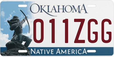 OK license plate 011ZGG