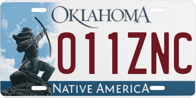 OK license plate 011ZNC