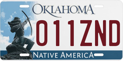 OK license plate 011ZND