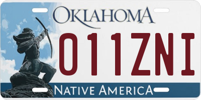 OK license plate 011ZNI