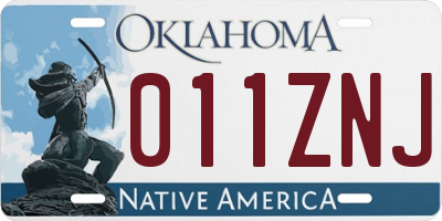 OK license plate 011ZNJ