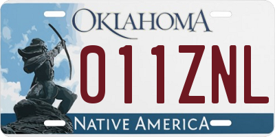 OK license plate 011ZNL