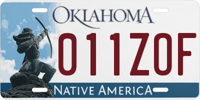 OK license plate 011ZOF