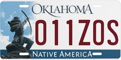 OK license plate 011ZOS
