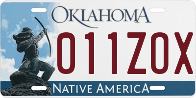 OK license plate 011ZOX