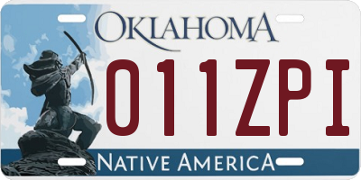 OK license plate 011ZPI