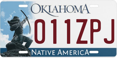 OK license plate 011ZPJ