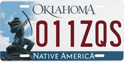 OK license plate 011ZQS