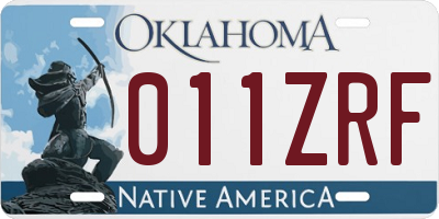 OK license plate 011ZRF