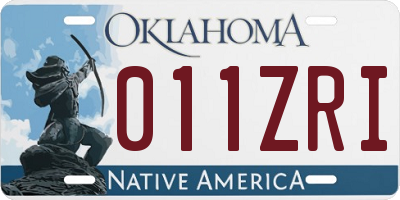 OK license plate 011ZRI