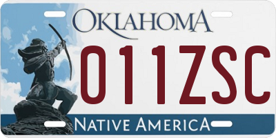 OK license plate 011ZSC