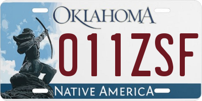 OK license plate 011ZSF