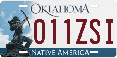 OK license plate 011ZSI