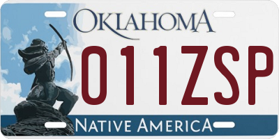 OK license plate 011ZSP