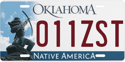 OK license plate 011ZST