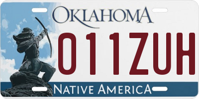 OK license plate 011ZUH